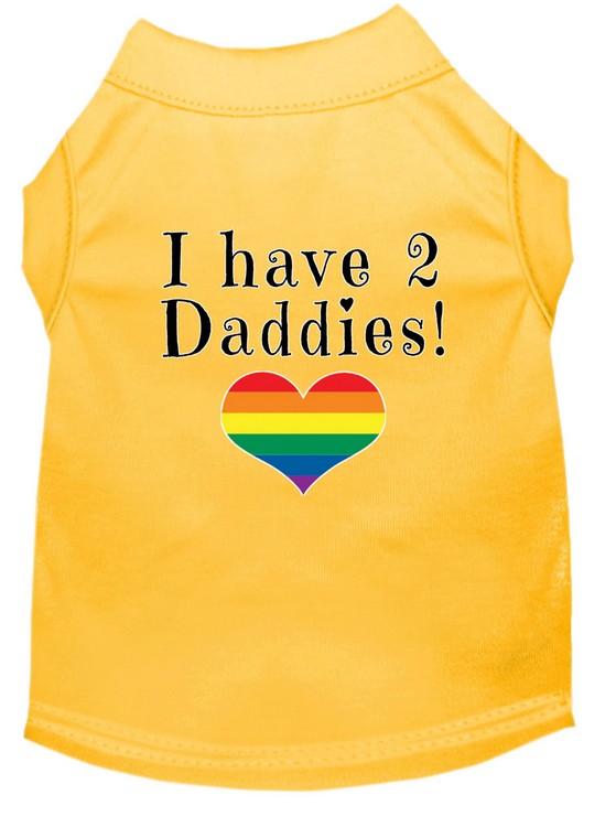 I have 2 Daddies Screen Print Dog Shirt Yellow XL